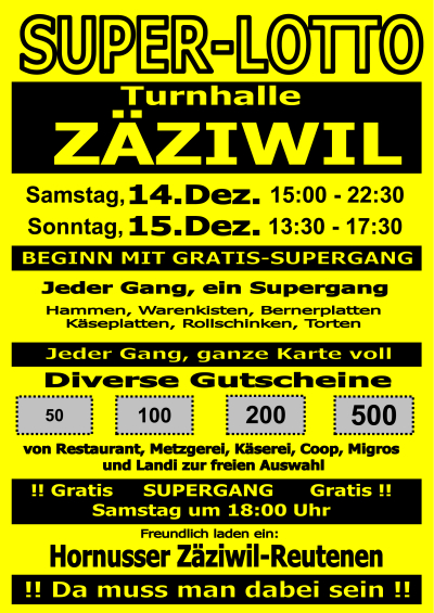 SUPER-LOTTO - Hornusser Zäziwil-Reutenen